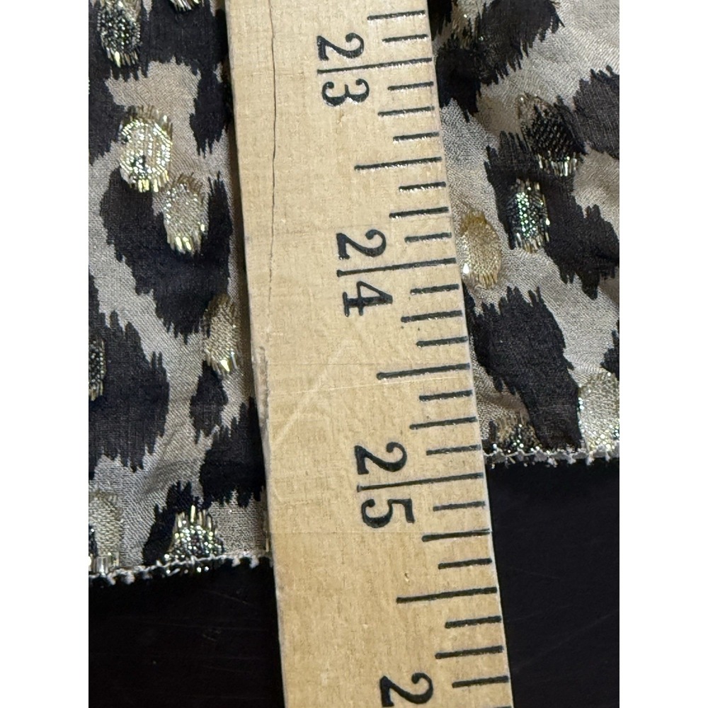 Kate Spade Metallic Leopard Clip Dot Peplum Blouse Silk Bow Tie Tank Top L - Picture 12 of 15